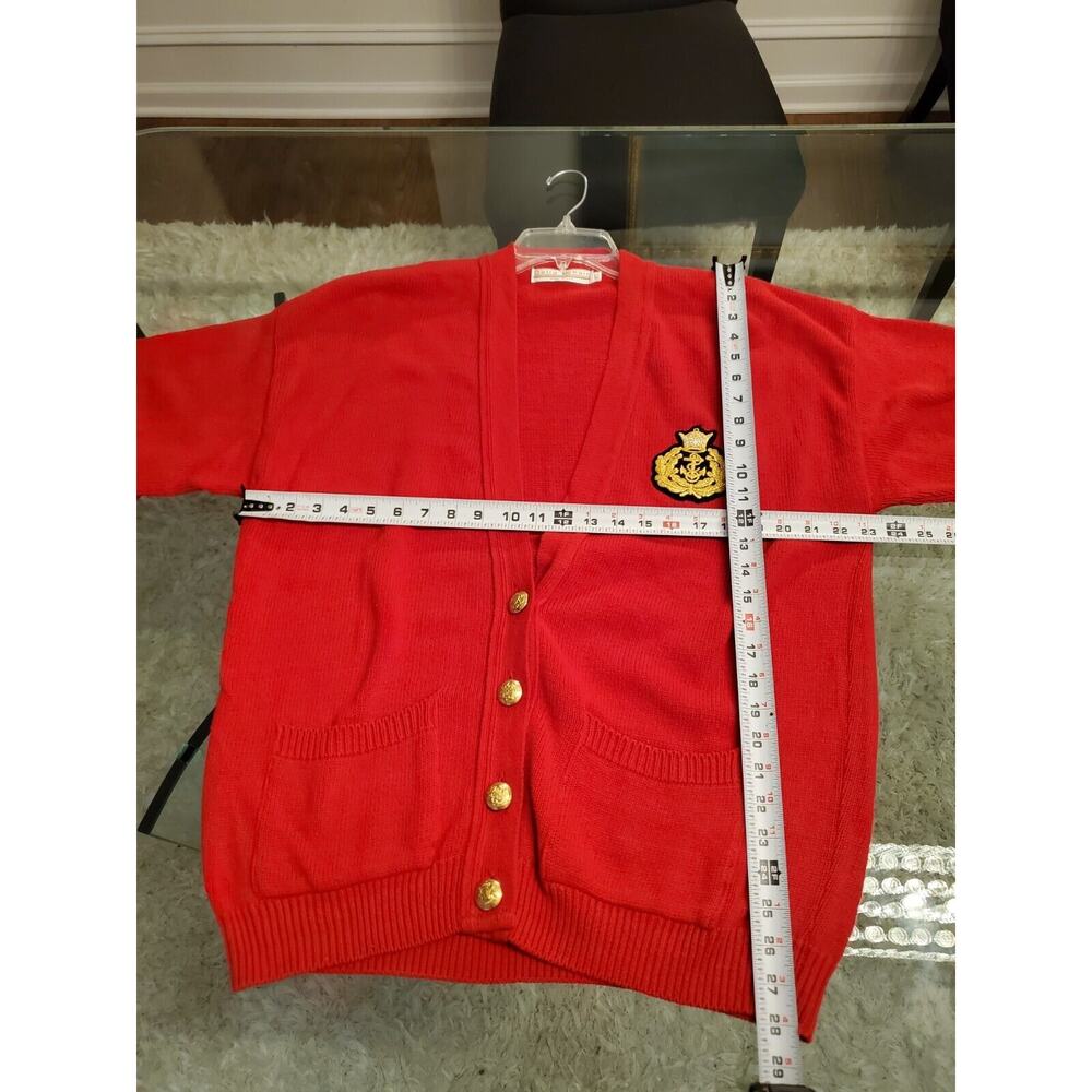 Vintage Delia McKain Red Cotton Long Sleeve Button Front Cardigan Sweater Large - Picture 8 of 14